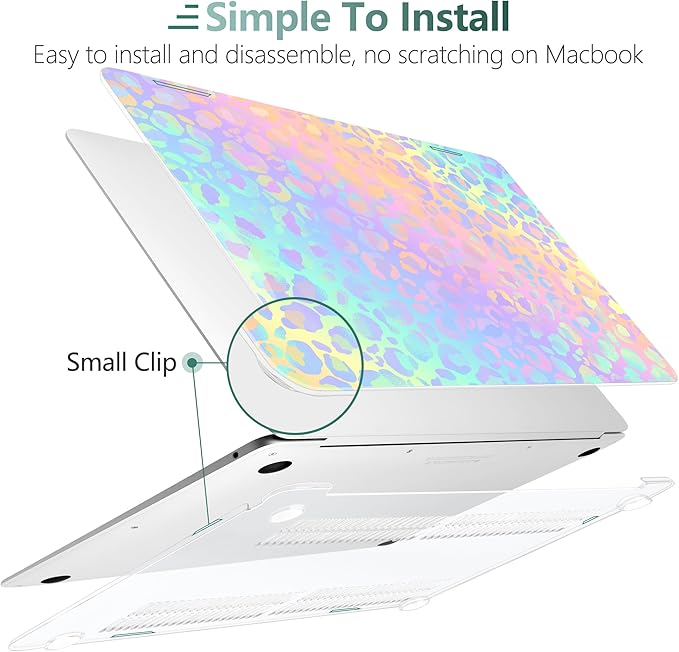 DONGKE for MacBook Air 13 Inch Case 2021-2018, Compatible with A2337 M1 A2179 A1932 Support Retina Display & Touch ID, Hard Shell Plastic Cover with Keyboard Skin - Leopard Print