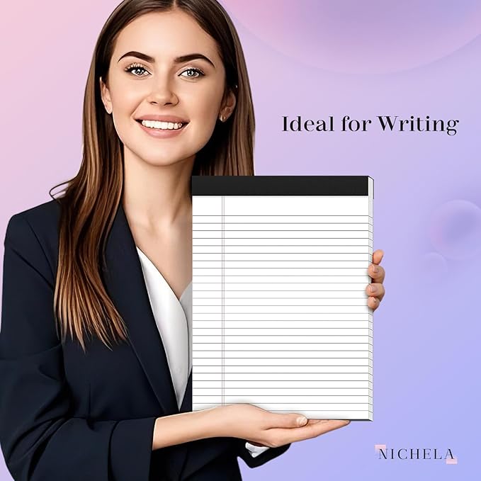 12 Pack Legal Pads 8.5 x 11 Wide Ruled Note Pads 8.5 x 11 Inch Notepads Micro Perforated Writing Pads Notebook Pads of Paper Lined White Paper, 30 Sheets per Notepad for Office & School Supplies