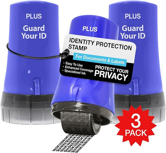 Guard Your ID Confidential Security Roller Set Advanced 2.0 for Identity Theft Protection Redacting (Regular 3-Pack, Blue)
