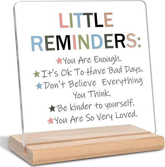 Inspirational Office Gifts for Women Men, Little Reminders You are Enough Acrylic Decorative Sign for Office Home, Motivational Office Gifts for Coworker