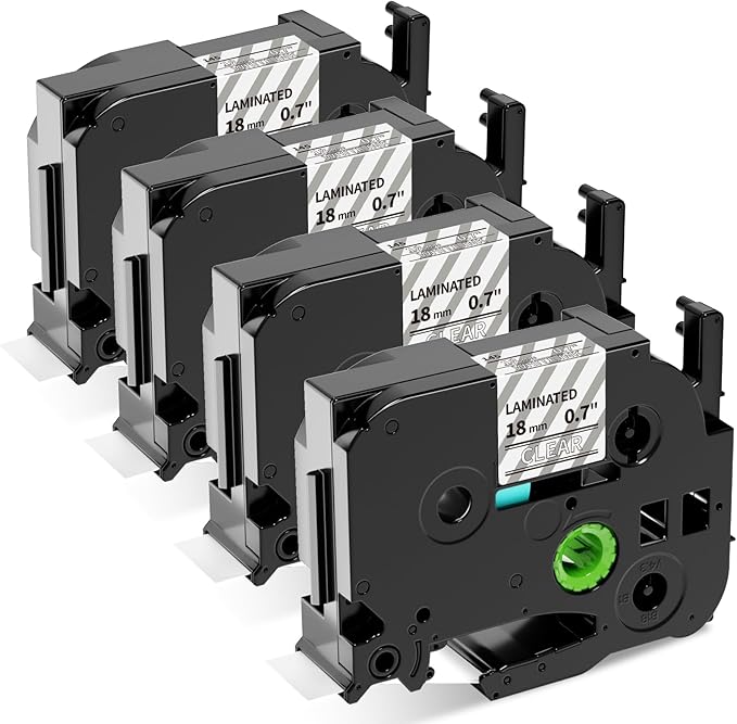 Labelife 18mm Label Tape White on Clear 3/4" Replace for Brother P Touch TZe TZ Tape 18mm 0.7 Laminated Clear TZe-145 TZe145 TZ145 Compatible with Ptouch PTD600 PTD400AD PT1880 Label Maker, 4-Pack