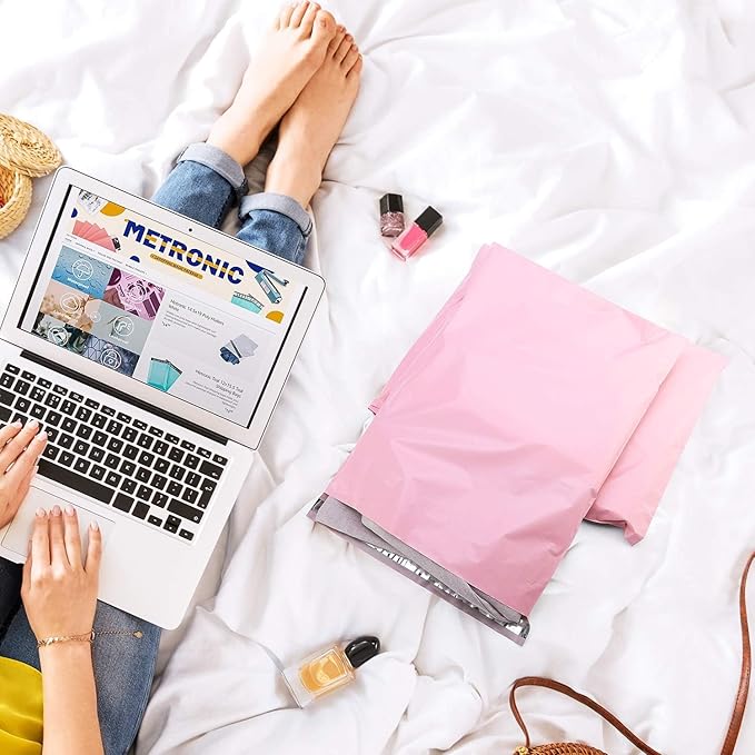 Metronic Poly Mailers 14.5x19 1000 PCS Light Pink, Strong Adhesive Shipping Bags for Clothing, Large Shipping Envelopes for Small Businesses, Mailers Poly Bags Packages Bags Bulk