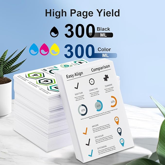 738 738XL Ink Cartridges 4-Pack with Chip Replacement for HP 738 498N8A 676M6A 676M7A 676M8A DesignJet Ink Cartridge - 300ML for DesignJet T850 T950 Wide Format Printer Plotters (4-Pack, BK/C/M/Y)