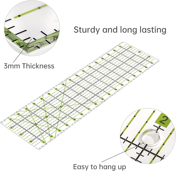 Rotary Cutter Set Green - Quilting Kit incl. 45mm Fabric Cutter, 5 Replacement Blades, A2 Cutting Mat, Acrylic Quilting Ruler, Sewing Clips, Craft Knife Set, Ideal for Crafting, Sewing, Patchworking