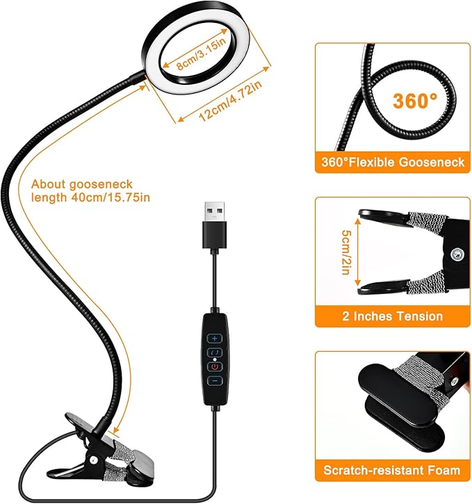 10X Magnifying Glass with Light and Timer, 2 in 1 Magnifying Desk Lamp, 3 Color Modes 10 Dimmable Brightness, Flexible Gooseneck Magnifier with Light for Craft Hobby Painting Sewing Close Work