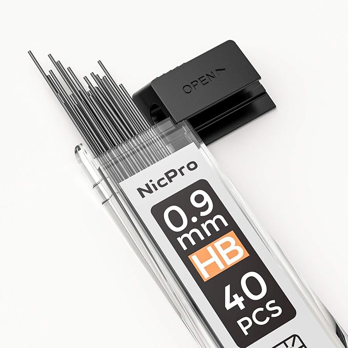 Nicpro 2 PCS 0.9 mm Metal Mechanical Pencils Set, Drafting Pencil for Artist Writing, Sketching, Drawing, with 4 Tubes HB Lead Refill & Erasers, Erasers Refills & Storage Case