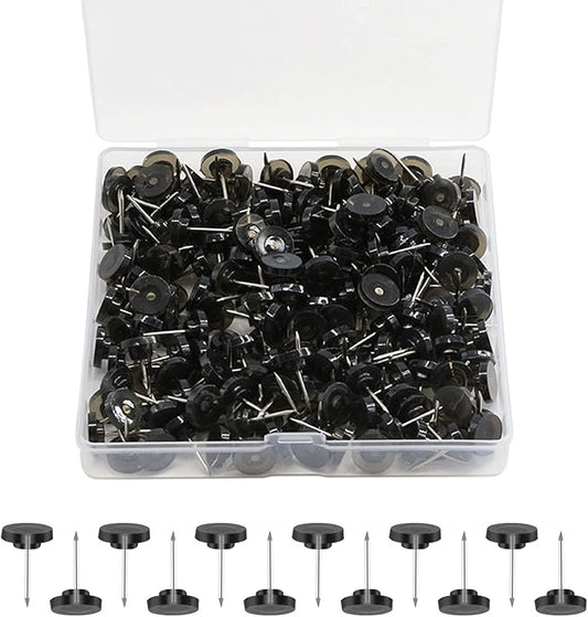 Push Pins for Cork Board,Black Flat Push Pins for Wall Hangings,60 Count Thumb Tacks Plastic Head with Steel Point for Bulletin Board in Reusable Box