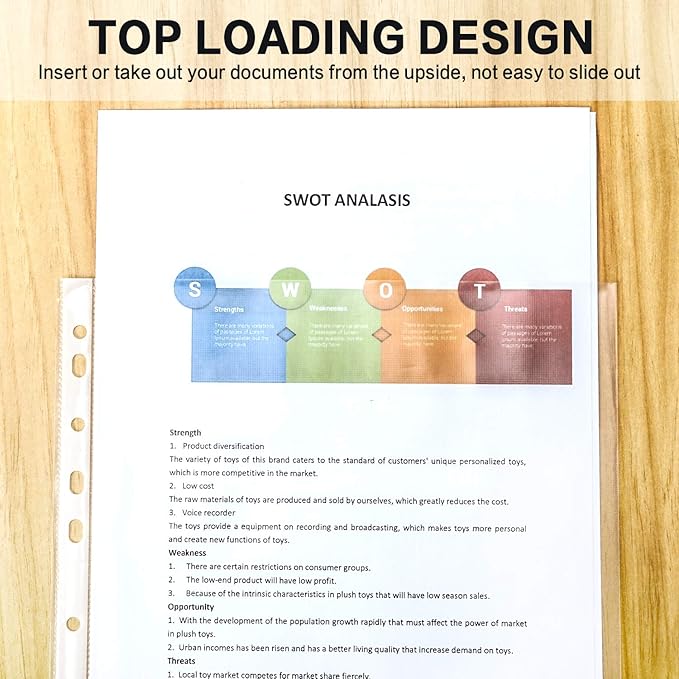 Sheet Protectors, PANDRI 600 Pack Clear Heavy Duty Plastic Page Protectors Sheet Reinforced 11-Hole Fit for 3 Ring Binder Fits Standard 8.5 x 11 Paper, 9.25 x 11.25 Top Loaded, Excluding Acid