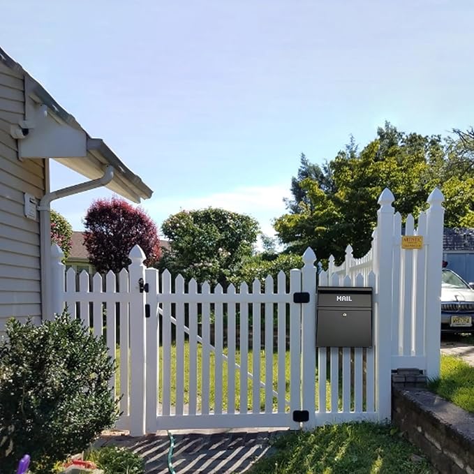 Rainproof Wall Mount Mailbox with Outgoing Mail Flag, Locking Security Galvanized Steel Drop Box for Residential & Commercial Use, Heavy Duty Payment Collection Box, Black