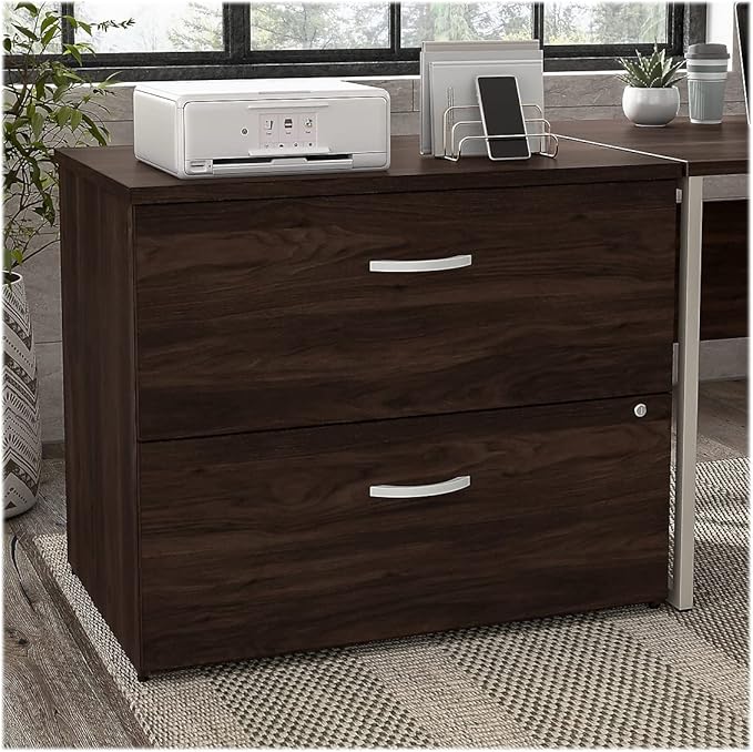 Bush Business Furniture Hybrid 2 Drawer Lateral File Cabinet in Black Walnut - Assembled