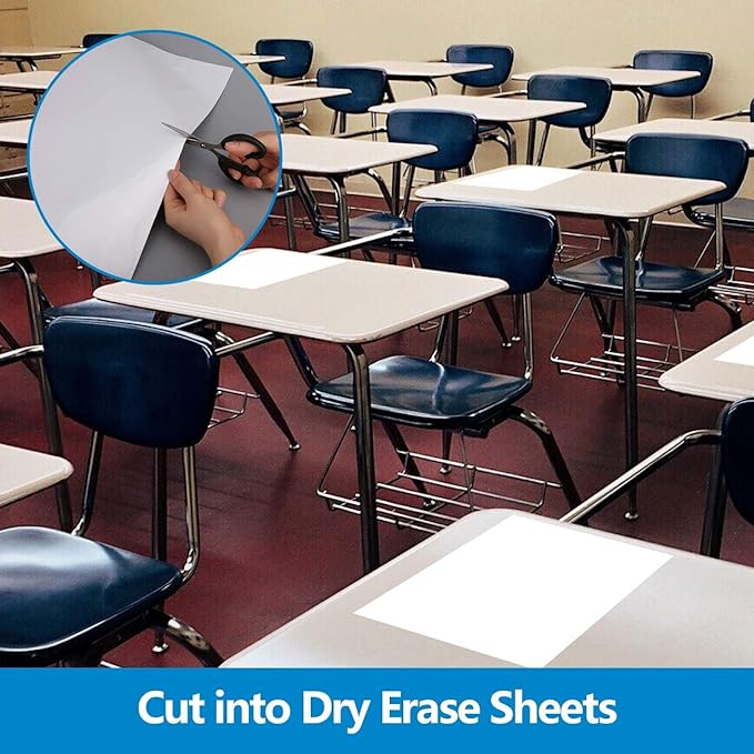 Dry Erase Whiteboard Paper, Large White Board Stickers for Wall, 6x4ft Dry Erase Paper Roll with Adhesive Backing, Perfect Replacement for White Board, No Ghost After 60 Days, 6 Much Better Markers