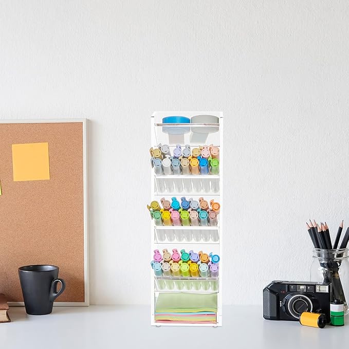 Acrylic Pen Organizer Storage for 50 Markers Vertical Marker Organizer Acrylic Pen Display Holder for Office Desk Desktop Stationery Pencil Storage, Clear, 3.4 x 4 x 10.2 Inch