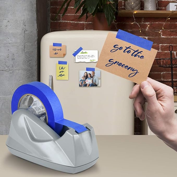 Acrimet Premium Desktop Tape Dispenser Jumbo, Plastic, Non-Skid Base (Heavy Duty) (Platinum Silver Color)