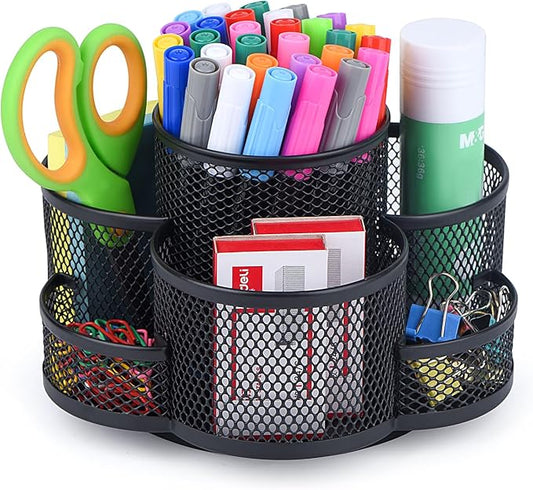 Pen Holder for Desk, 360 Rotating Pencil Holder, Cup Holder for Desk Office, Desk Organizers and Accessories in Black