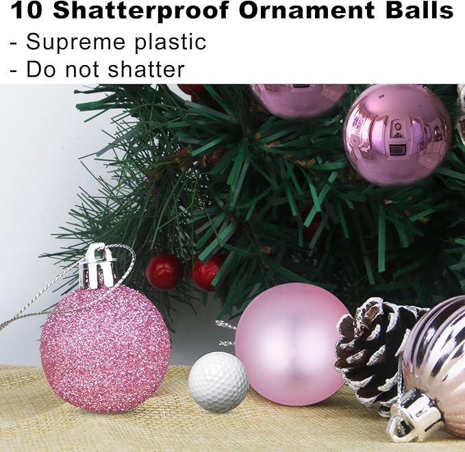 Bubblegun Pink 3.2" Large Christmas Balls - Christmas Tree Decoration Ornaments Shatterproof Hanging Balls for Birthday Halloween Holiday Wedding Decorations Set of 10pcs