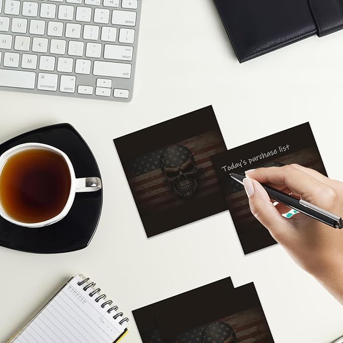 Sticky Notes 3x3 Inches, 2 Pads Cute Colorful Self-Stick Note Pads, Easy to Post for Home, Office and Daily Life Organization Luxuious Skeleton Flag