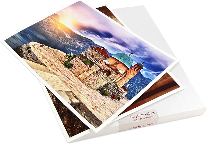 Elegance Velvet 17 in x 25 in, 25 Sheets is a Premium Matte 310 gsm, Cold Pressed Bright White Museum Grade Fine Art Inkjet Paper, Compatible with Most Dye-Based and Pigment Printers