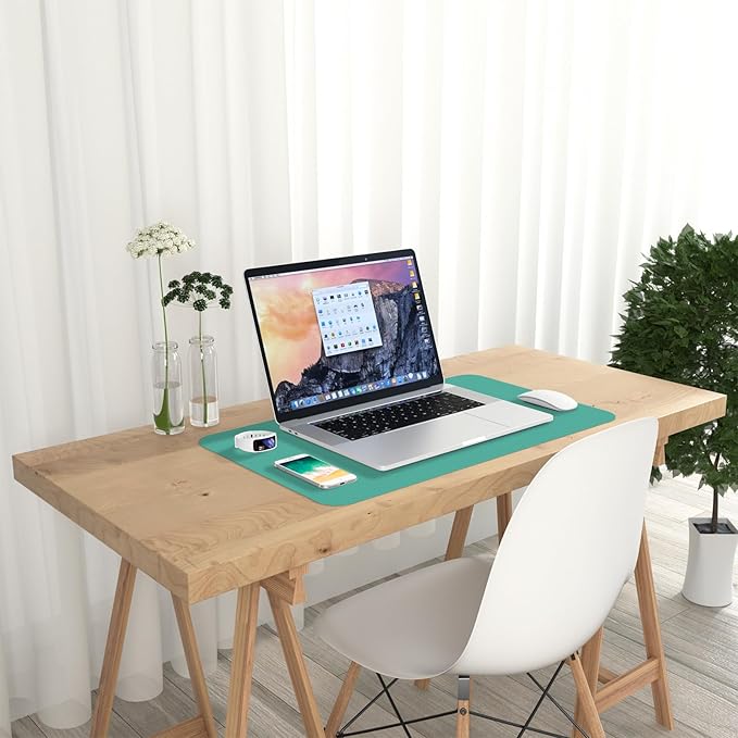 Hsurbtra Desk Pad, 23.6" x 13.8" PU Leather Desk Mat, M Extended Mouse Pad, Waterproof Desktop Blotter Protector, Non-Slip Ultra Thin Small Laptop Keyboard Writing Mat for Office Home, Fruit Green