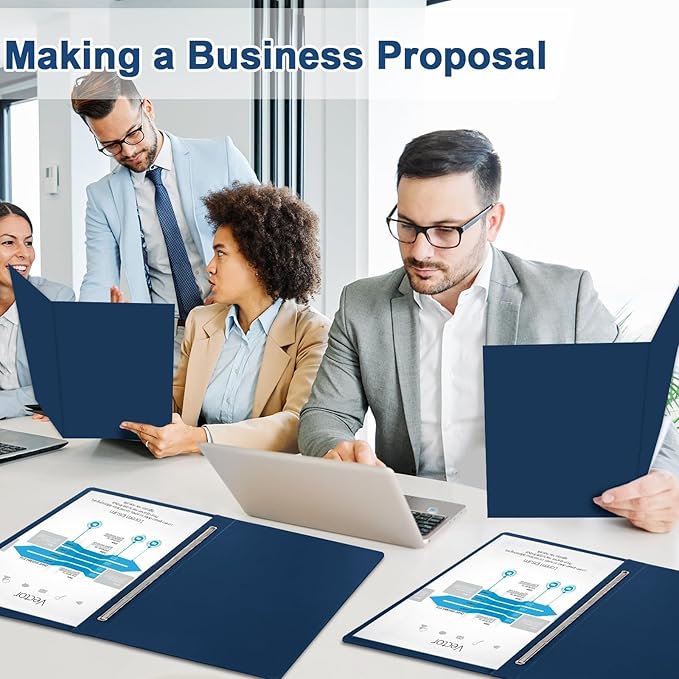 gisgfim 12 Pcs 8.5 x 11'' Pressboard Report Cover 3" Capacity Prong Clip Report Cover Metal Prong Fastener with Compressor Letter Size Presentation Report Folder for Bind Proposal Document