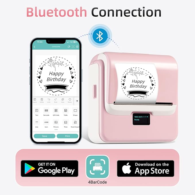 ORGSTA Label Maker Machine with Tape, T003 Thermal Label Maker, 2 Inch Bluetooth Label Printer Compatible with Phone & PC, Sticker Printer Barcode Thermal Maker for Small Business, Home, School