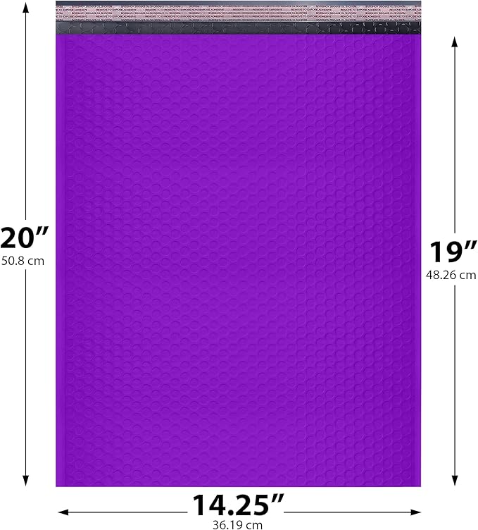 Purple Extra Large Poly Bubble Mailers 14.25x20 inch #7 | Self Seal Large Padded Envelopes | Air Cushioned Bubble Mailer | Usable Size 14.25x19 Lightweight Mailing Shipping Bags| 100 Pack Bulk