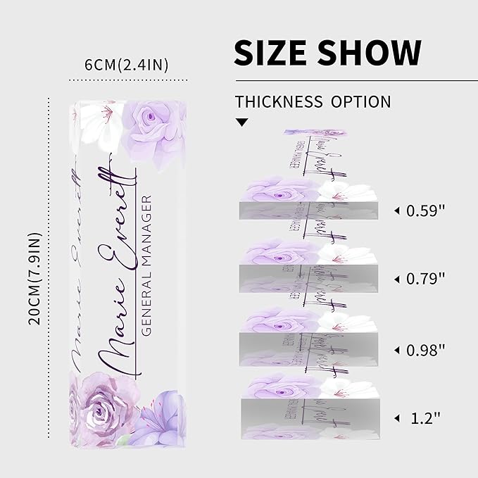 Personalized Name Plate for Desk, Custom Desk Name Plate, Acrylic Name Plate Office Desk Accessories, Personalized Office Gifts for Coworkers Teachers, Employee Appreciation Gifts (A-PurpleFlower)