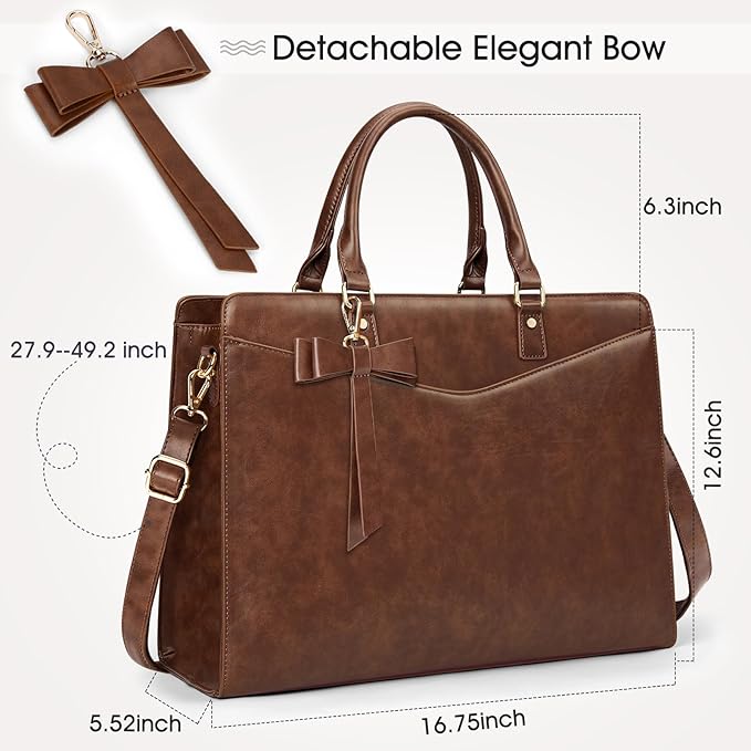 RAINSMORE Laptop Bag for Women 15.6 Inch PU Leather Laptop Tote Professional Business Office Work Bag Waterproof Briefcase Computer Tote Bag Large Lightweight Handbag Shoulder Bag