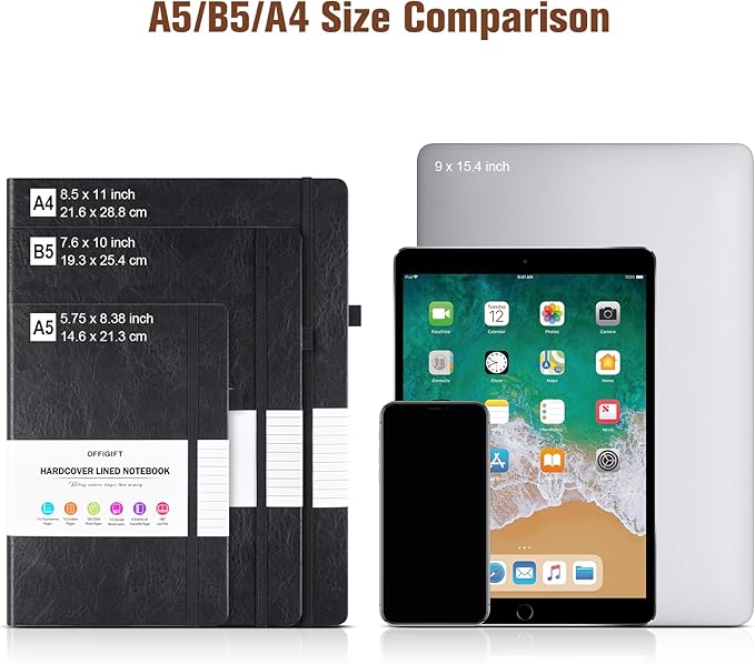 College Ruled Notebook, Large A4 Hardcover Leather Journal, 312 Numbered Pages Writing Journal, 100gsm No Bleed Paper, Lined Journal Notebook for Women Men School Office, 8.5''×11'', Brown