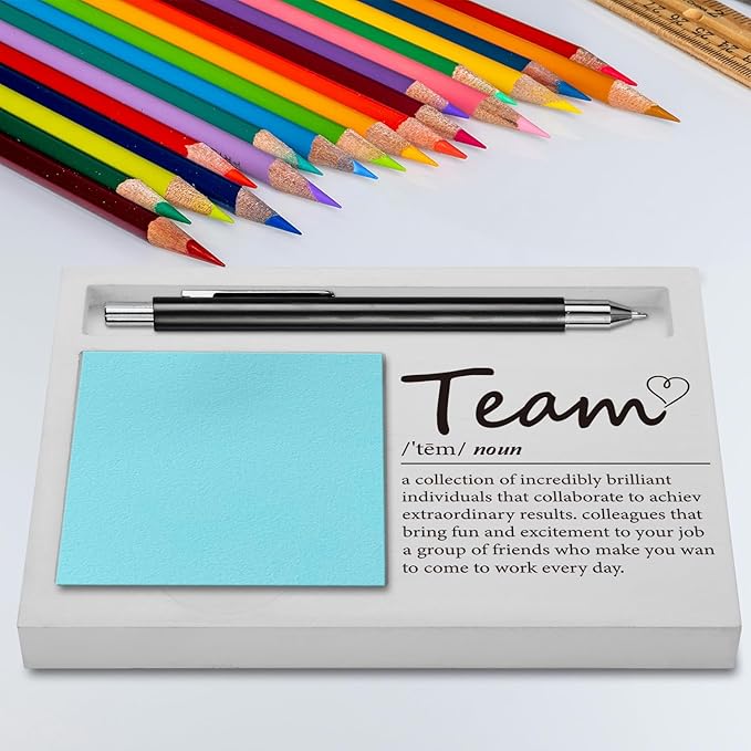 Teamwork Appreciation Gift, Wooden Sticky Note Holder, Office Desk Organizer for Coworkers, Employees, Leaders, Appreciation Thank You Gift for Team, Boss, Colleagues, Christmas, Birthday YBB04
