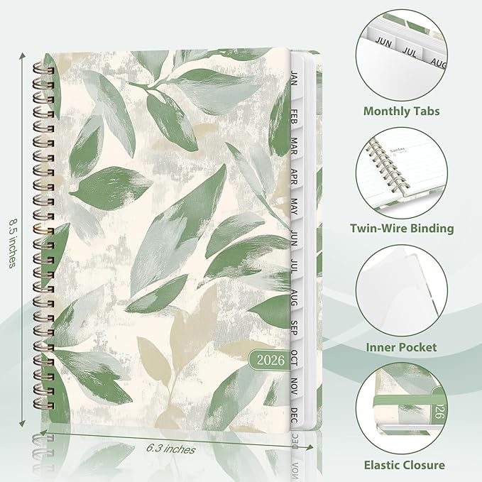 2026 Planner, Weekly and Monthly Calendar Agenda Book, Jan 2026 - Dec 2026, Hardcover Planning Academic Planner for Office School Supplies and Desk Accessories - A5 (6.3'' x 8.5'')