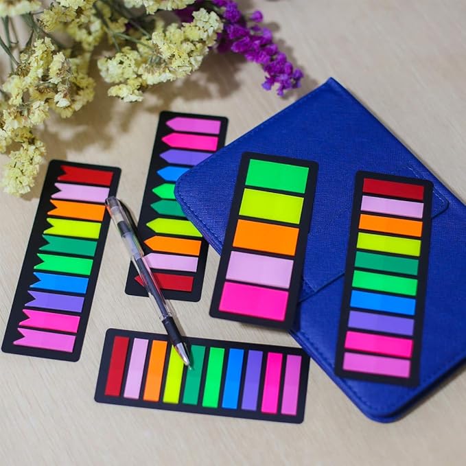 KICNIC Sticky Tabs 2250pcs, Self-Adhesive Book Tabs for Annotating Books, Arrow Page Markers Flags for Notebooks, Bible, Binder, School, Office[3 Designs, 3 Sizes, 10 Bright Colors]