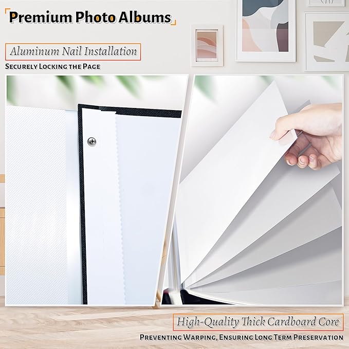 Photo Album Self Adhesive Scrapbook,60 Pages Large Photo Book for 4x6,5x7,8x10 Pictures,DIY Album for Baby Wedding Family Travel Birthday,with Metallic Pen and Scraper