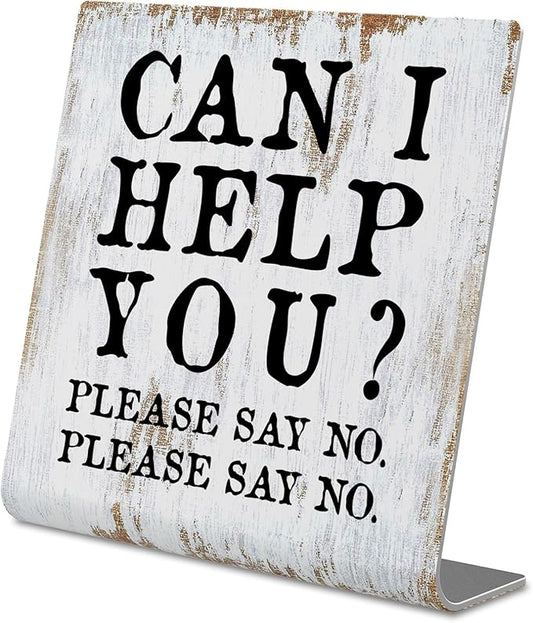 Funny Desk Signs for Work Office, Can I Help You Please Say No Sign,Office Humor Signs, Work Office Decor for Women Men,Office Desk for Colleague Coworker Friend,Decor Sign Plaque XB273