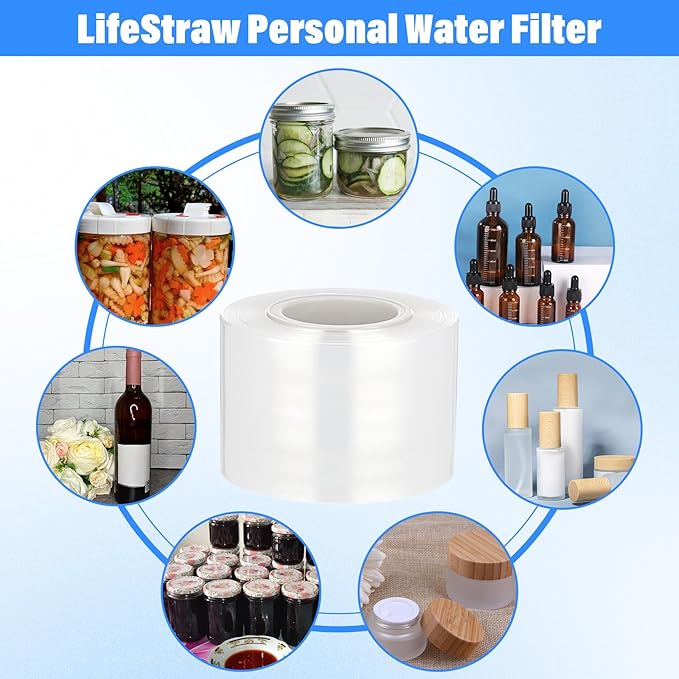 2 Rolls Mini Stretch Wrap for Bottles Jars Seals, Performance Heavy Duty Stretch Film 1.57In*1000ft Unheated Shrink Wrap Roll for Jars Bottles Cans Tin Lip Gloss