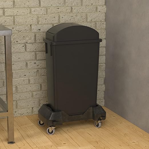 23 Gallon Black Slim Jim Trash Can with Swing Top Lid and Dolly
