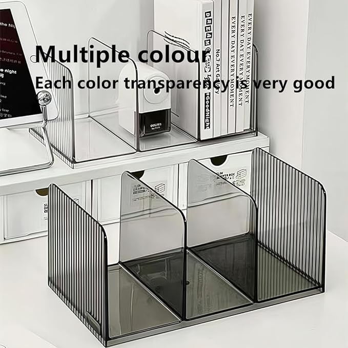 Acrylic Desk File Organizer,Office desktop Folder Mail Organizer,Letter Book record Magazine Holder (gray 2 Pack)