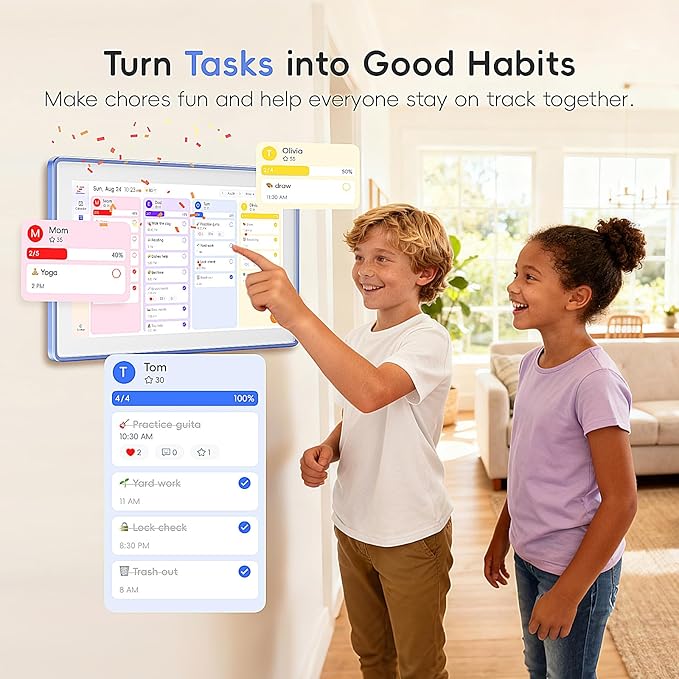 Westsee 15.6" Digital Wall Calendar Frame – Interactive Touchscreen Eletronic Calendars, Smart Family Planner for Schedule, Photo Display, Meals, Chore Chart & Tasks, Wall & Desk Mountable (Ultramarine)