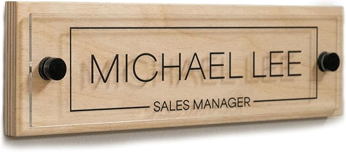 Name Plate For Wall or Door - Name Sign For Office (Birch Wood)
