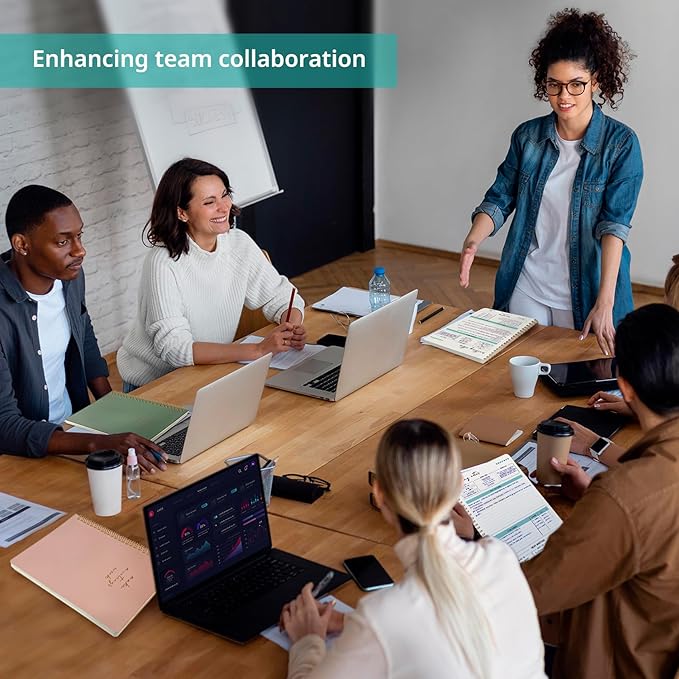 6 Pack of Meeting Notebook for Work Organization - Work notebook with action items, Meeting Minutes Planner Notebook, Perfect Office Supplies for Men & Women - Multi