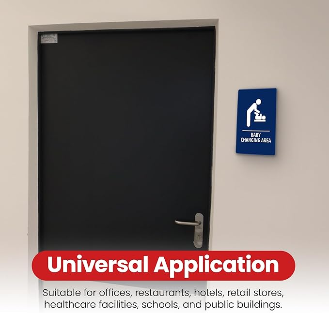 Promot Baby Changing Area Restroom Sign – ADA Braille Bathroom Sign for Business, Self-Adhesive, 9" x 6", Commercial Door Signage, Office Wall Decor - Blue