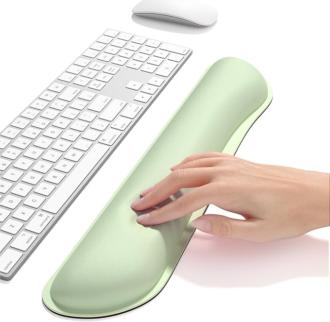 Dapesuom Enlarge Keyboard Wrist Rest, Memory Foam Keyboard Wrist Cushion for Computer Desk Mats Support, Typing Pain Relief Ergonomic Mouse Pad Rests with Non-Slip Base for Gaming, Laptop, Lake Green