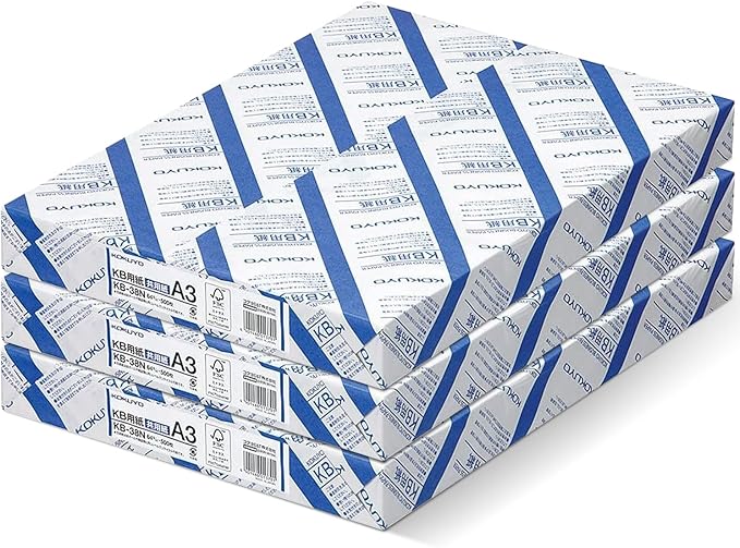 Kokuyo A3 (11.7 in x 16.5 inches) KB Paper, 3 Ream (1500 Sheets), 80 Bright - Perfect for Engineering technical drawings - FSC Certified, Japan Import (KB-38N)