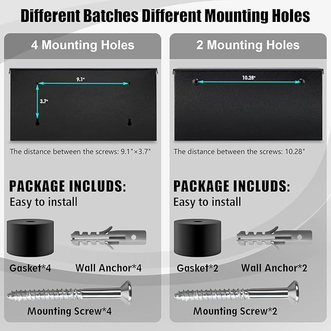 xydled Mailbox Wall Mount Door Mailboxes for Outside, Large Steel Hanging Metal Mailbox, Modern Post Box Package Parcel Drop Box for House Home, Textured Black, 14.56''x7.1''x4''