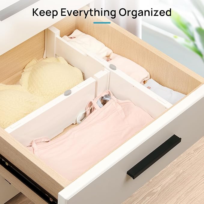 Vtopmart 12 Pack Drawer Dividers for Clothes, 4" High 11.6"-17" Adjustable Expandable Dresser Drawer Organizer, Plastic Drawers Separator for Dresser, Baby Clothes, Underwear, Kitchen & Office Storage