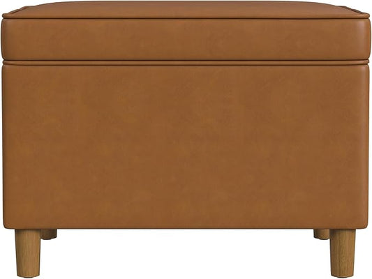 Home Decor | Dinah Collection Modern Storage Ottoman | Ottoman with Storage for Living Room & Bedroom(Carmel Faux Leather)