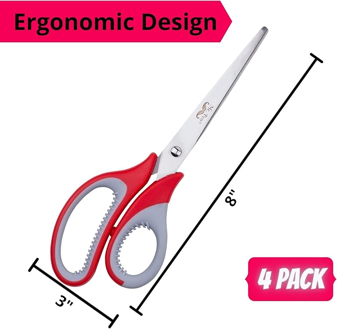 Mr. Pen Multipurpose Scissors - 8 inch, Pack of 4, Sharp Adult Office Scissors for Paper and Fabric