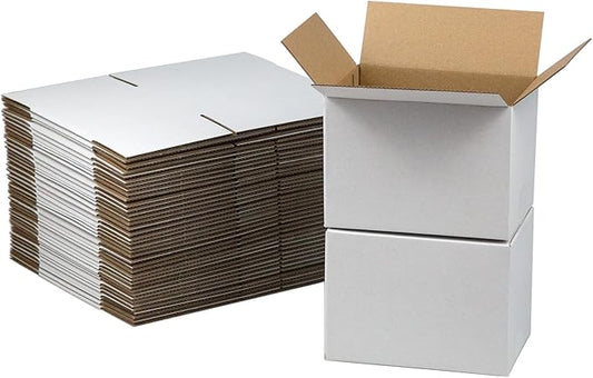 7x5x5 Inches Shipping Boxes Set of 40, White Corrugated Cardboard Box Literature Mailer for Packing Small Business
