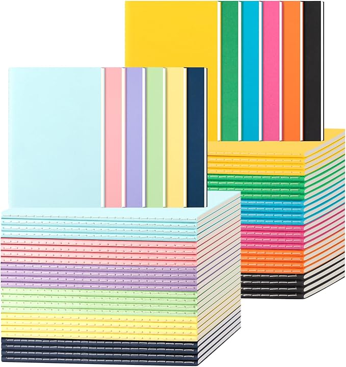 60 Pack Colorful Lined Notebooks for Writing, Journals Bulk, A5 Composition Books, 8.3x5.5 Inch, 60 Pages, 30 Sheets Sketchbooks for Office School Travel Supplies (Lined-60 pack, 12 Colors)