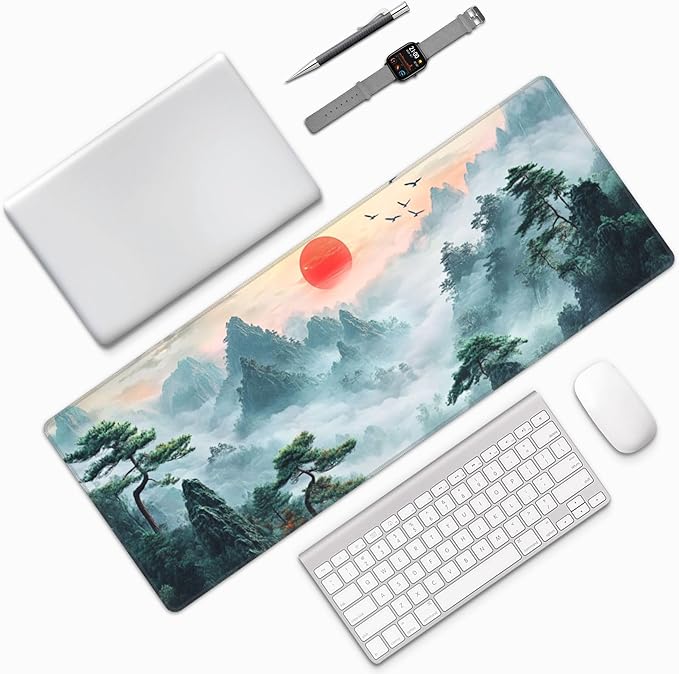 Japanese Desk Mat Large Gaming Japanese Mouse Pad Game Controller Extended Mousepad Big in Laptop Computer Mouse Keyboard Mat for Office Desk Decor 31.5x12 in