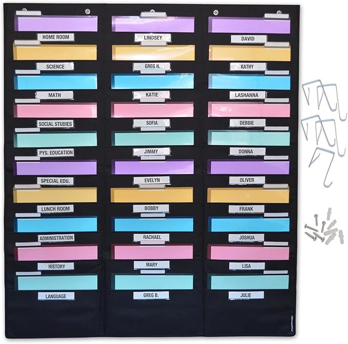 Ultimate Office WalMaster Heavy Duty, 30-Pocket Wall Chart Filing System WITH LABEL HOLDERS for Classroom and Office, File Organizer Includes Mounting Hardware & Door Hooks POCKETFILES SOLD SEPARATELY